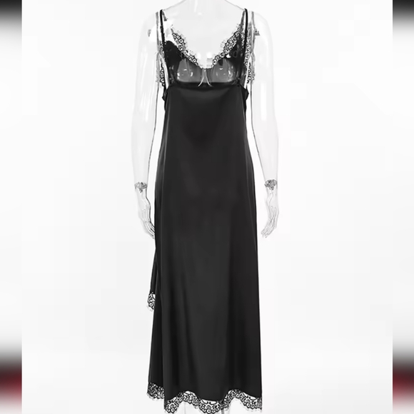 Fashion Women Patchwork Lace Spaghetti Straps Dress - Picture 6 of 6